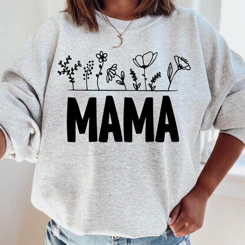 Mother's Day Mama Floral Print Sweatshirt