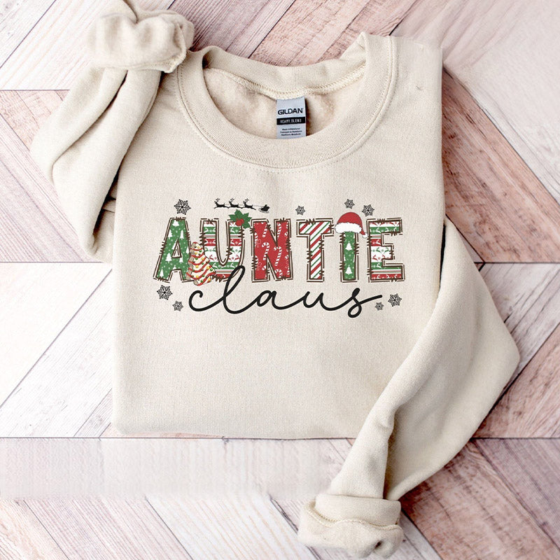 Christmas Auntie Letter Print Sweatshirt