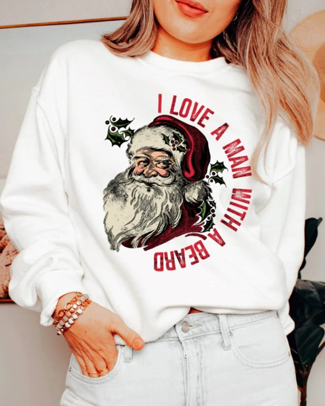 Funny Santa Beard Sweatshirt Christmas shirt for women