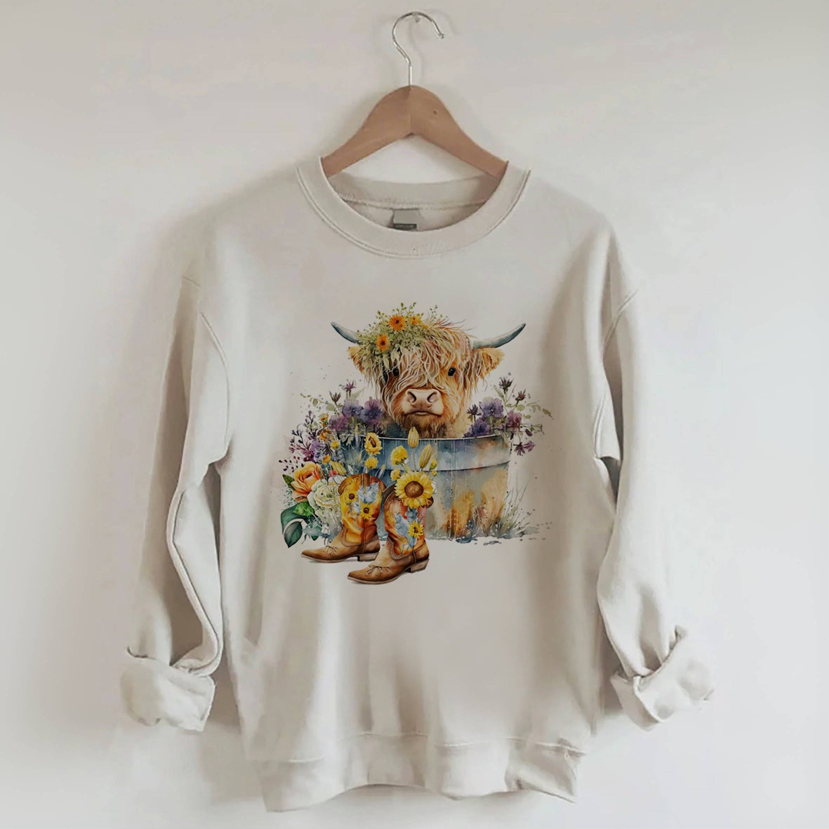 Highland Cow in Metal Tub Sweatshirt