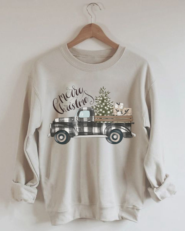 Merry Christmas Car Print Sweatshirt