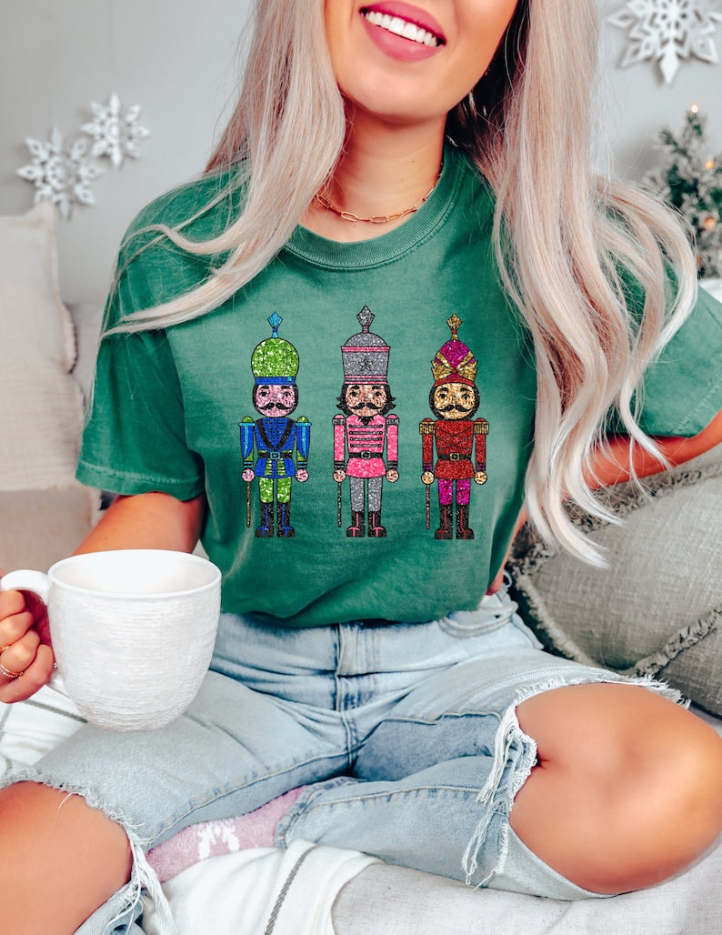 Nutcracker Christmas Glitter T-shirt