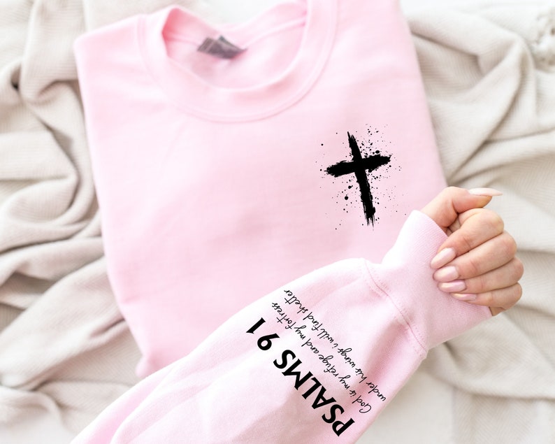 Psalms 91 Sleeve Print Sweatshirt