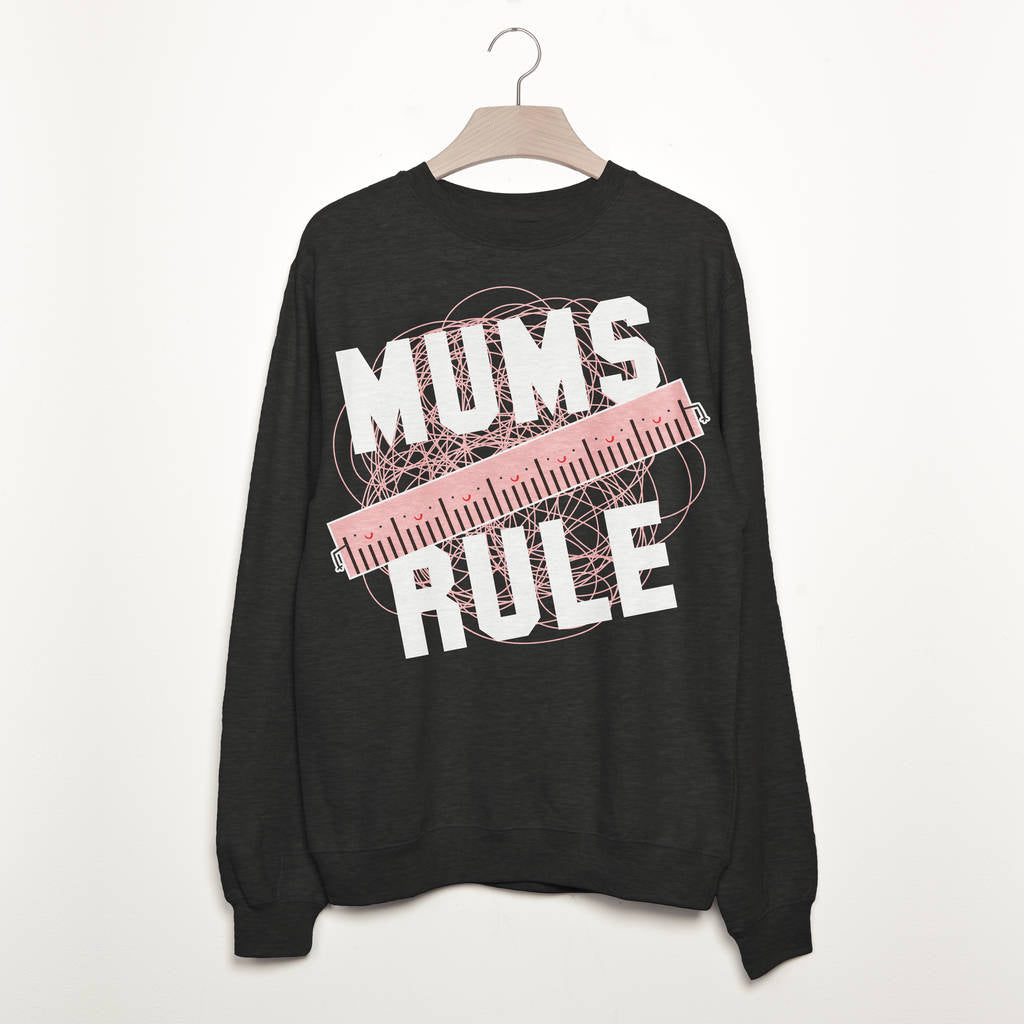 Mums Rule Print Casual Sweatshirt