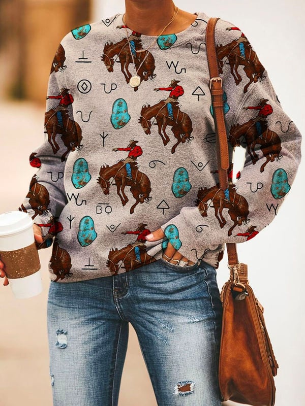 Fashion Print Long-Sleeved Sweatshirt