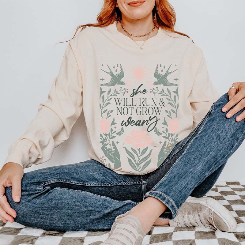 Boho Faith Bible Verse Long Sleeve Sweatshirt