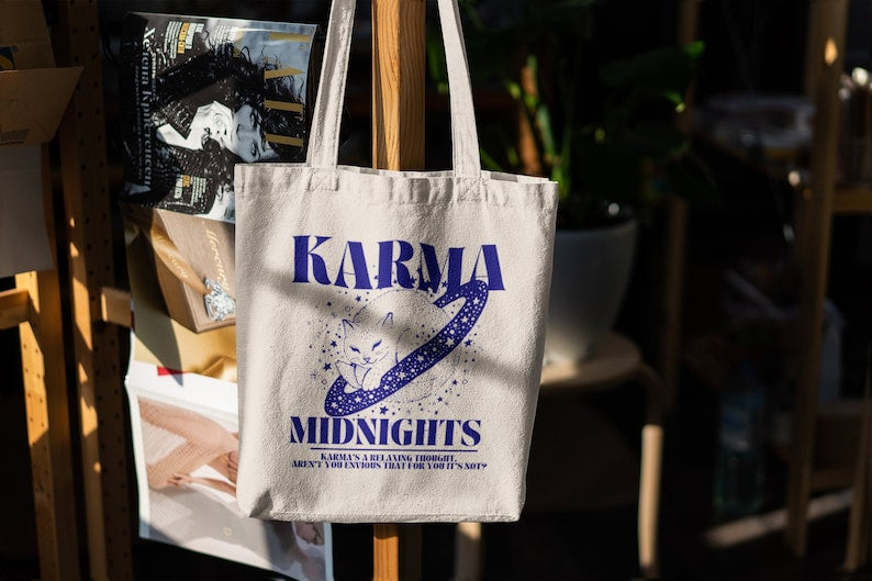 Taylor Swift Karma Midnights Canvas Tote Bag