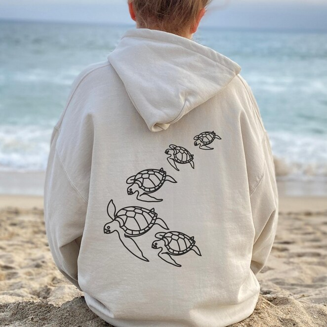 Vintage Ocean Turtle Surf Hoodie