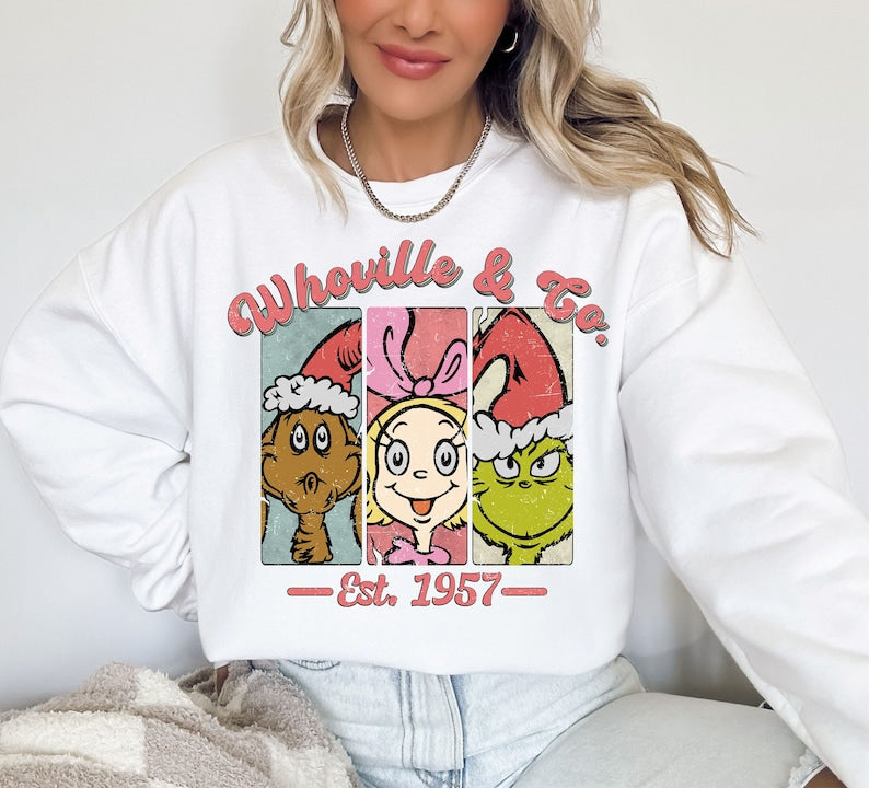 Retro Christmas Print Sweatshirt